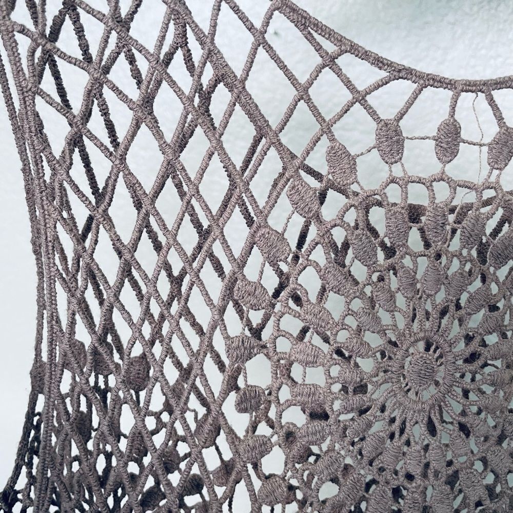Lace Mesh Overlay Tan Tank Top or Cover-Up - Picture 3 of 3